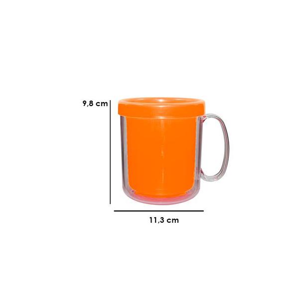 Imagem de Kit 2 Canecas Térmica Cristal Alaranjado 300Ml Plástico