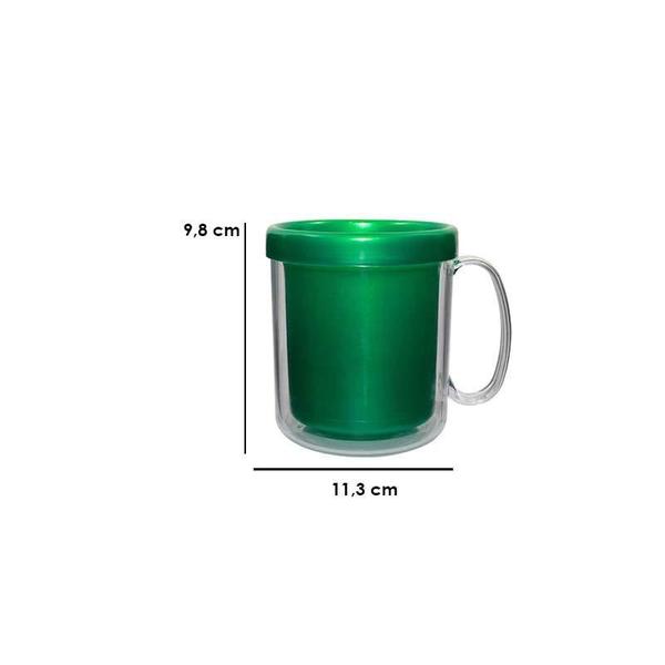 Imagem de Kit 2 Canecas Térmica Cristal Verde 300Ml Plástico