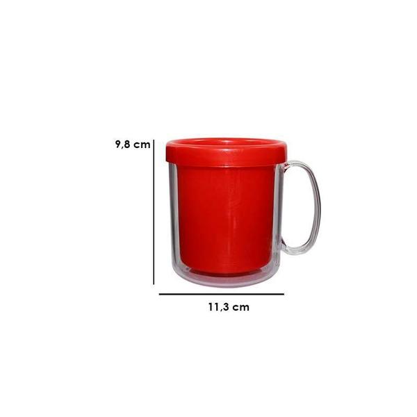 Imagem de Kit 2 Canecas Térmica Cristal Vermelho 300Ml Plástico