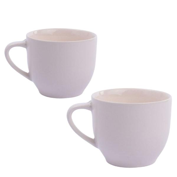 Imagem de Kit 2 canecas xícara de porcelana 95ml lisa chá cozinha moderna útil