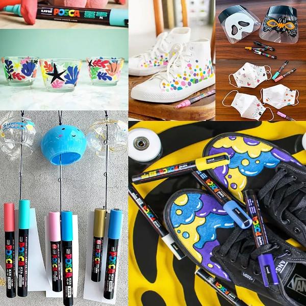 Imagem de Kit 2 Caneta Posca Uniball Pc-3m Preto E Branco Lente Óculos