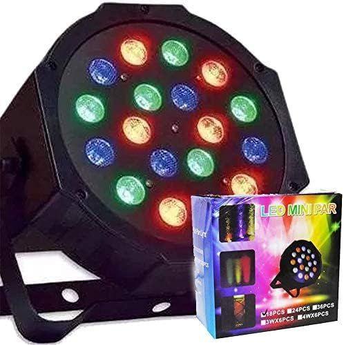 Imagem de Kit 2 Canhão LED PARD Refletor Slim RGB 18 LEDS 1W Display Digital Par 64 DMX