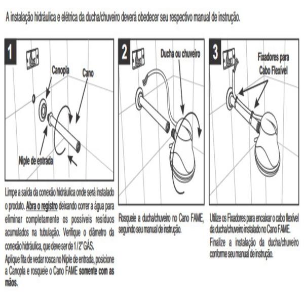 Imagem de Kit 2 Cano 30cm Pra Ducha Chuveiro Fame Lorenzetti Hydra