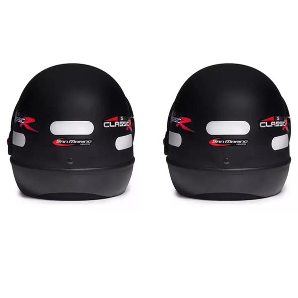 Imagem de Kit 2 Capacete San Marino Classic Preto Fosco Com Viseiras Extra