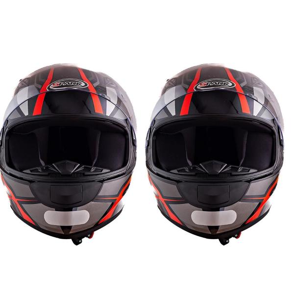 Imagem de Kit 2 Capacetes Ebf Spark Spider Vermelho Moto Fechado Masculino Feminino