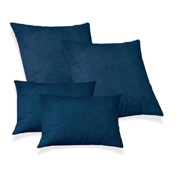 Imagem de Kit 2 Capas de Almofada 50x50cm + 2 Capa 30x50cm Suede Luxo Glamour  Azul