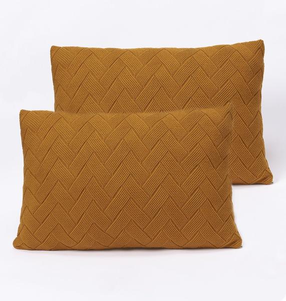 Imagem de Kit 2 Capas De Almofada Rinzeira Tricot 50x30 zíper Cama Sofa Trico 106330