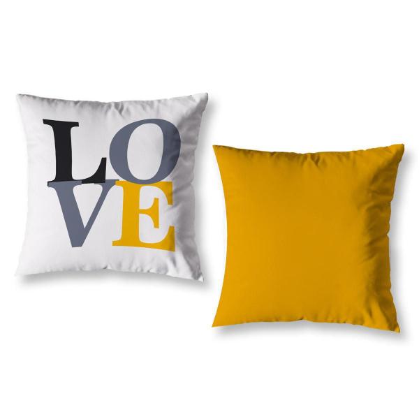 Imagem de Kit 2 Capas De Almofada Sala Quarto Love 40Cm Amarelo