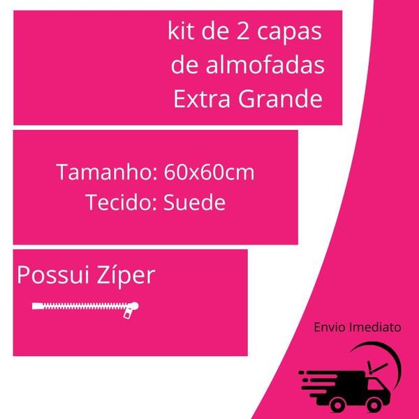 Kit 2 Capas De Almofadas Decorativas Suede 60x60 (tamanho Extra grande) - INGRID BORDADOS Imagem de Kit 2 Capas De Almofadas Decorativas Suede 60x60 (tamanho Extra grande)