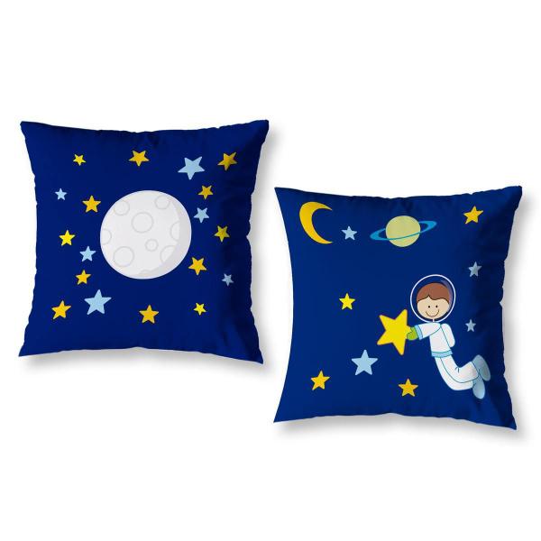 Imagem de Kit 2 Capas De Almofadas Estampada Infantil Astronauta 40X40