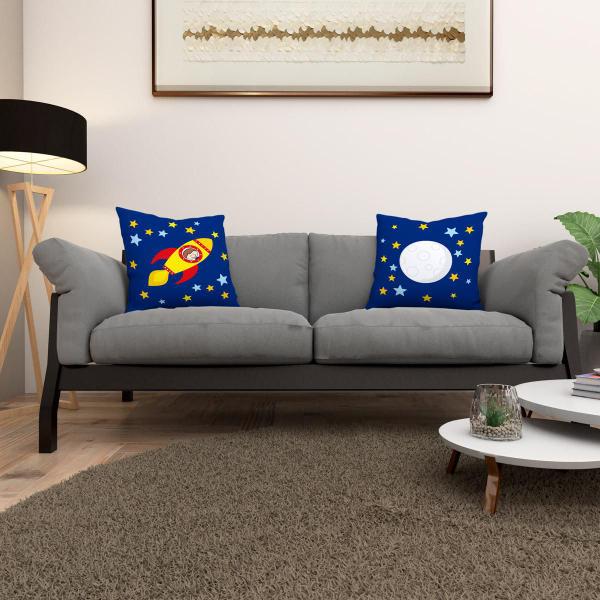 Imagem de Kit 2 Capas De Almofadas Estampadas Decorativa Astronauta