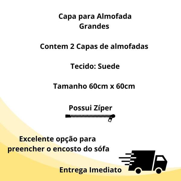 Kit 2 Capas De Almofadas Sued 60x60 Extra Grande Com Zíper - INGRID BORDADOS Imagem de Kit 2 Capas De Almofadas Sued 60x60 Extra Grande Com Zíper
