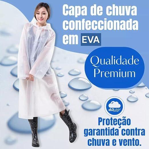 Imagem de Kit 2 Capas de Chuva Grossas Transparente Plástico Eva Reforçada