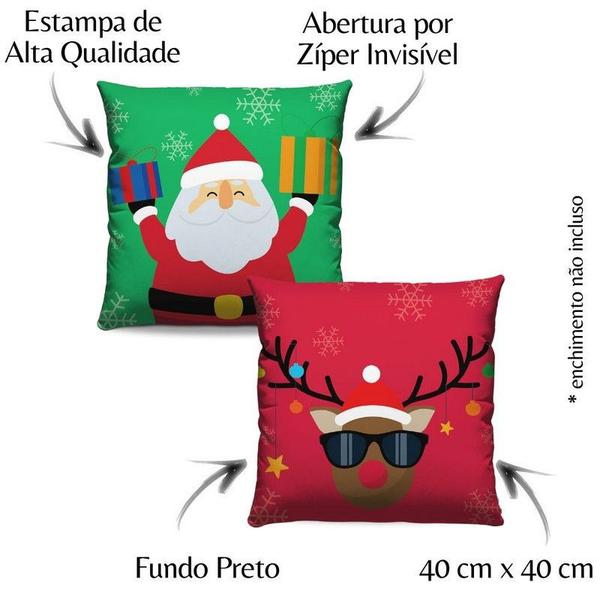 Imagem de Kit 2 Capas para Almofadas Natal 40X40cm Papai Noel