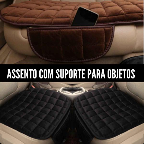 Imagem de Kit 2 Capas para Banco de Automóvel  Acolchoada Em Suede Com Porta Objetos