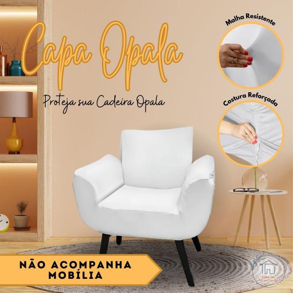 Imagem de Kit 2 Capas Para Cadeira Poltrona Opala Malha Gel Premium Sala Quarto Escritório Diversas Cores 2 Unidades