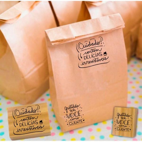 kit 2 carimbos para decoração de embalagens doces fast food lanches envio saco kraft bolsas - Carimbos e Papel Imagem de kit 2 carimbos para decoração de embalagens doces fast food lanches envio saco kraft bolsas