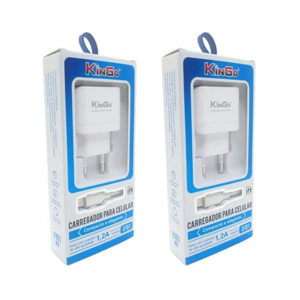 Imagem de Kit 2 Carreg. Usb Kingo P/ Iphone 11 Pro Max 1.2A Resistente