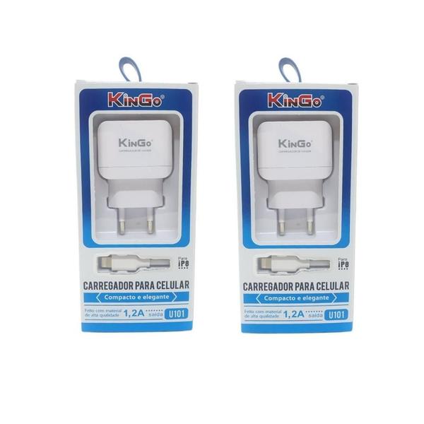 Imagem de Kit 2 Carregadores Lightning Kingo 1.2A 5V para iPhone 6