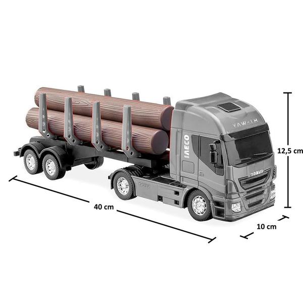 Imagem de Kit 2 Carrinhos Caminhões Colocar Areia na Caçamba e Tora