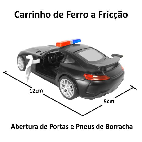 Imagem de Kit 2 Carrinhos de polícia de Ferro Ferrari e Mercedes 1:32