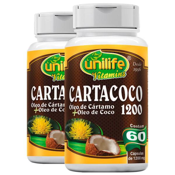 Imagem de Kit 2 Cartacoco óleo de cartamo e coco Unilife 60 cápsulas