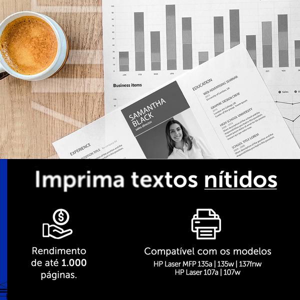 Kit 2 Cartuchos Toner 105A W1105A Compatível Com Chip Preto 1.000págs Evolut Para Laser 107a, 107w, MFP 135a 135w 137fnw Imagem de Kit 2 Cartuchos Toner 105A W1105A Compatível Com Chip Preto 1.000págs Evolut Para Laser 107a, 107w, MFP 135a 135w 137fnw