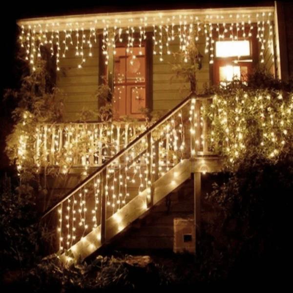 Imagem de Kit 2 Cascata 400 Leds 10M 8 Funções Branco Quente Fio Branco Voltagem: 127v