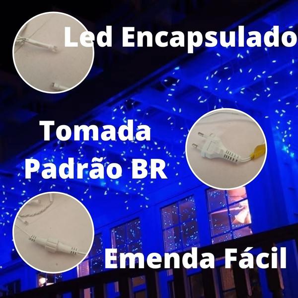 Imagem de Kit 2 Cascatas 400 Leds 10 Metros Luz Azul Fixa - 127v