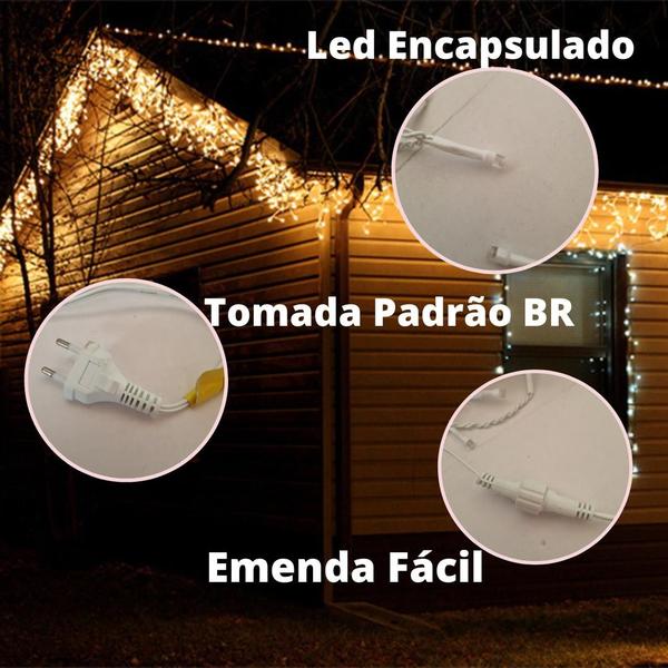 Imagem de Kit 2 Cascatas 400 Leds Luz Morna Fixa - 220V