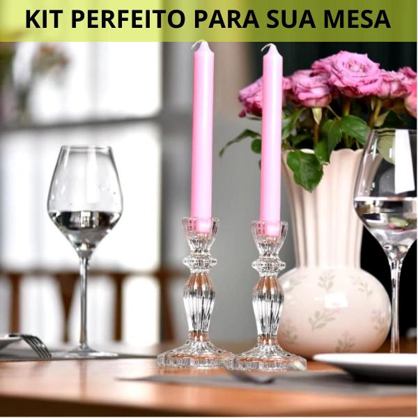 Imagem de Kit 2 Castiçais Cristal de Vidro Decorativo Para Velas Dourado