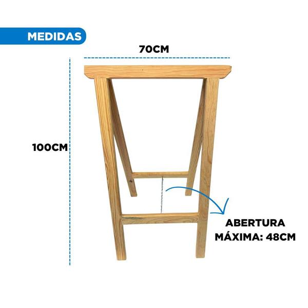 Imagem de Kit 2 Cavalete Madeira Pinus Pernas Mesa 100cm Reforçado Grande