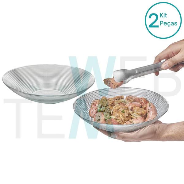 Imagem de Kit 2 Centros de Mesa Fruteira Tigela Saladeira de Vidro Espiral Vitazza Decoração, Organização e Mesa Posta Toque Elegante e Praticidade Sustentável 