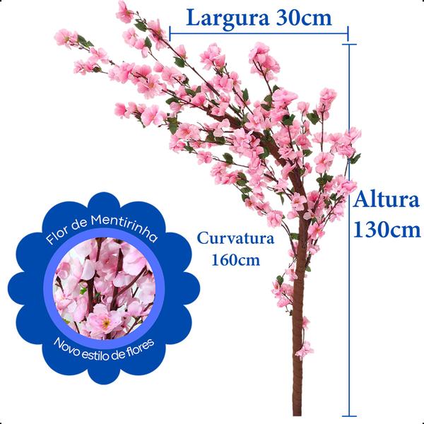 Imagem de Kit 2 Cerejeiras Galho Curvo Cores Flores Planta Artificial Grande