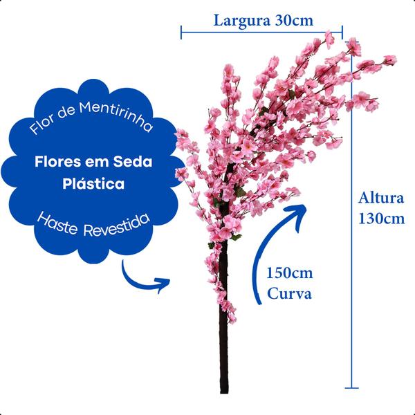 Kit 2 Cerejeiras Galho Curvo Cores Flores Planta Artificial Grande - Flor de Mentirinha Imagem de Kit 2 Cerejeiras Galho Curvo Cores Flores Planta Artificial Grande