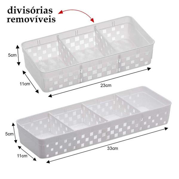 Imagem de Kit 2 cesta organizadora com divisórias cestinho multiuso banheiro escritório quarto closet cozinha