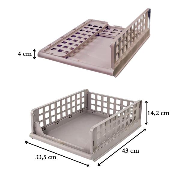 Imagem de Kit 2 Cestas organizadora dobrável empilhável multiuso mantimentos cosméticos material de escritório
