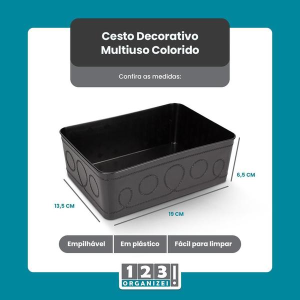 Imagem de Kit 2 Cesto Multiuso Decorativo Preto 19X13,5X6,5Cm