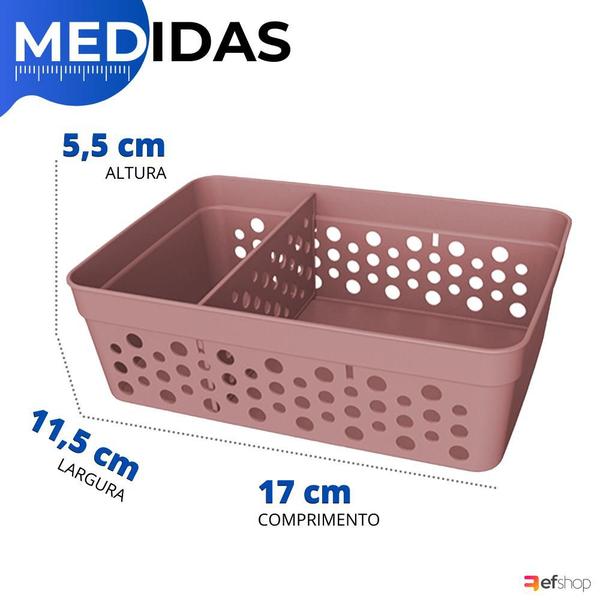 Imagem de Kit 2 Cesto Organizador Rattan c/ Divisória Removível 17x11