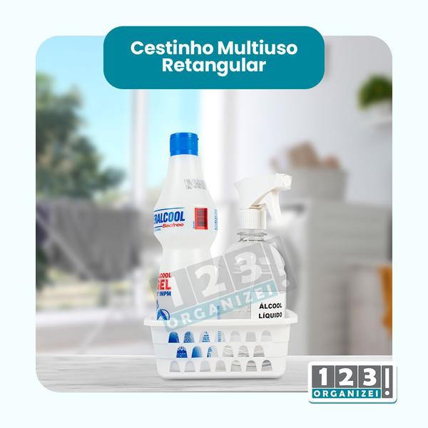 Imagem de Kit 2 Cestos Multiuso Organizador Médio Branco 20x15,5x6,5Cm