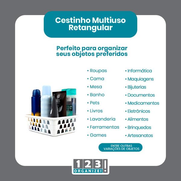 Imagem de Kit 2 Cestos Multiuso Organizador Médio Branco 20x15,5x6,5Cm