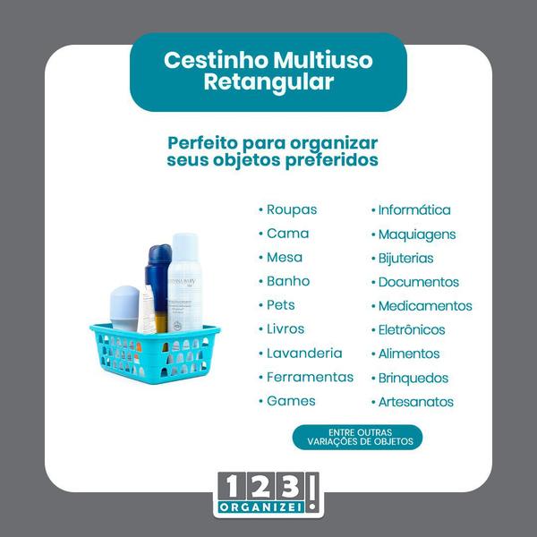 Imagem de Kit 2 Cestos Multiuso Organizador Pequeno Azul 16x12x6Cm