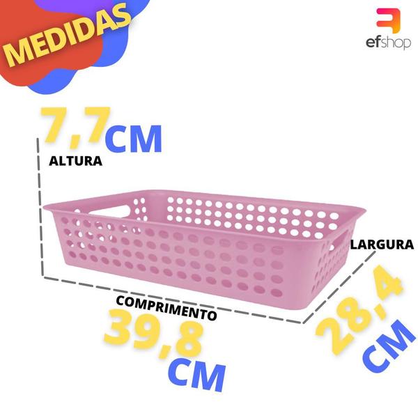 Imagem de Kit 2 Cestos Organizador Gaveta Trama Rattan Multiuso 39x7