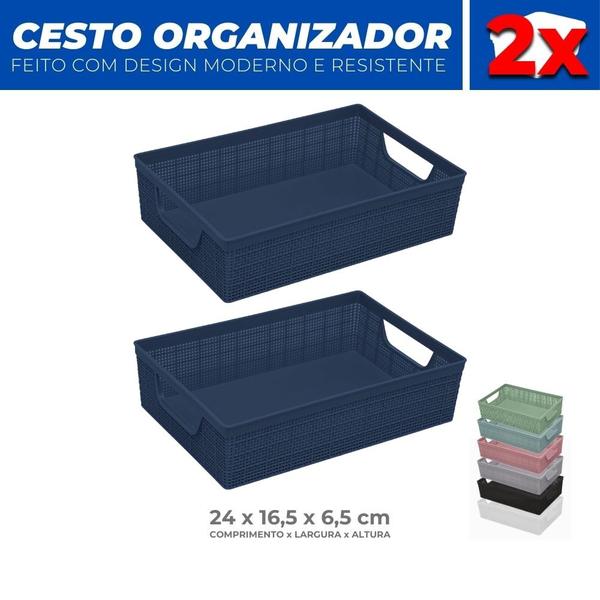 Imagem de Kit 2 Cestos Organizador Multiuso Armário Lavanderia 24x16