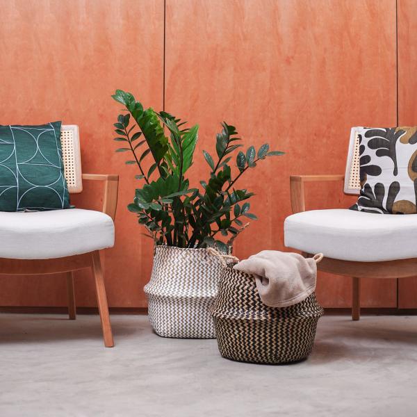 Imagem de Kit 2 cestos organizadores multiuso decorativo branco e marrom seagrass - Oikos