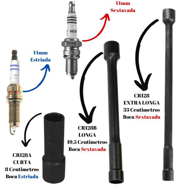 Imagem de Kit 2 Chaves De Vela Forjada Extra Longa 33cm 14 E 16mm