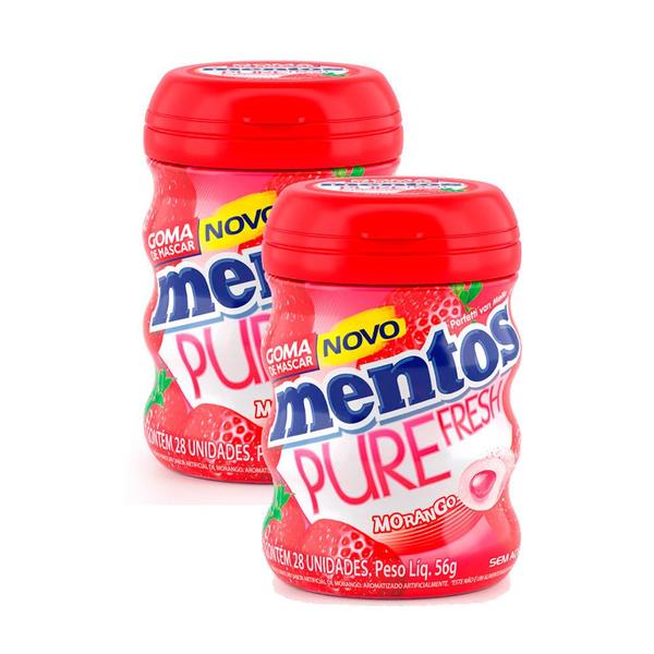 Imagem de Kit 2 Chiclete Mentos Pure Fresh Morango 56g