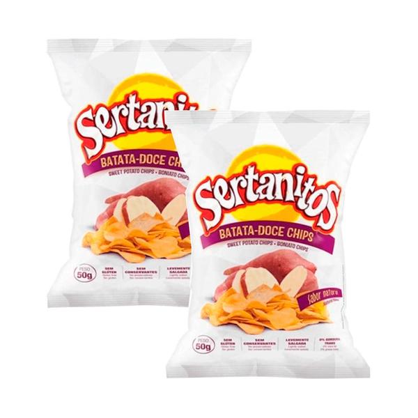 Kit 2 Chips Sertanitos Batata Doce 50g Imagem de Kit 2 Chips Sertanitos Batata Doce 50g