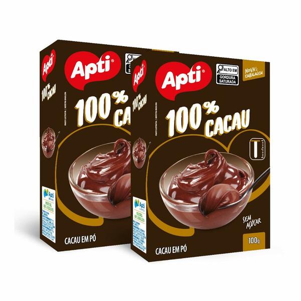 Kit 2 Chocolate Cacau Em Pó 100% Solúvel Apti Imagem de Kit 2 Chocolate Cacau Em Pó 100% Solúvel Apti