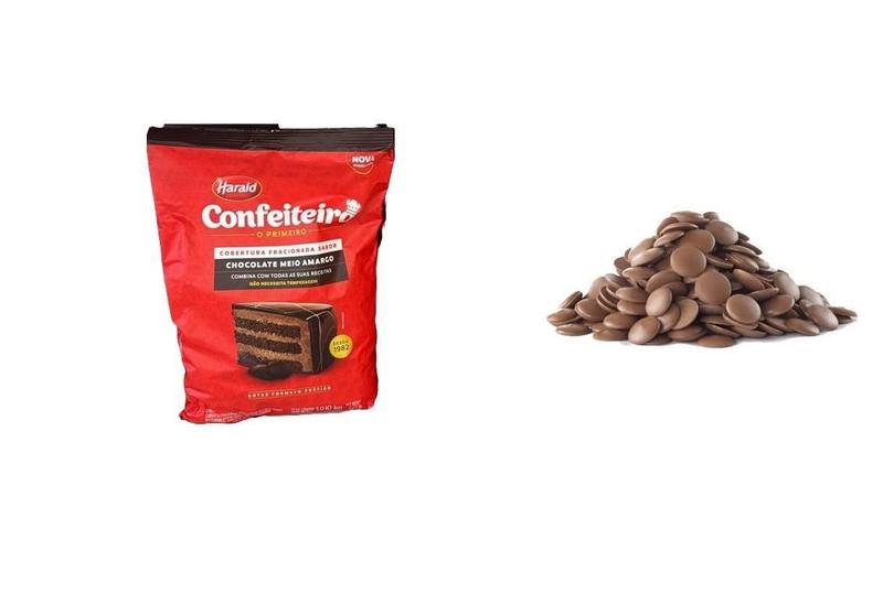 Kit 2 Chocolate Confeiteiro Gotas Meio Amargo De 1 Kg - Harald Imagem de Kit 2 Chocolate Confeiteiro Gotas Meio Amargo De 1 Kg